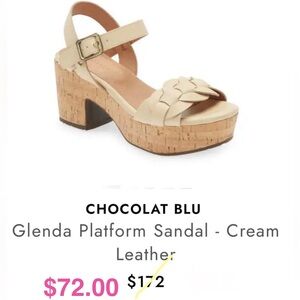 Chocolat Blue, Size 9, Glenda, Designer, Platform Sandals, Cream, New in Box.